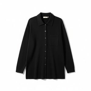 Neiman Marcus Womens Cashmere Button Up Cardigan Sweater Black Minimalist Medium